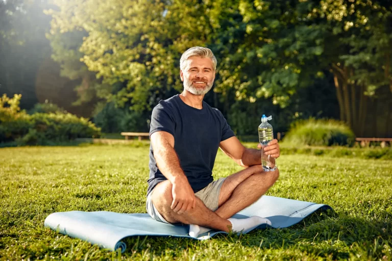 a relaxed man is enjoying practicing mindfulness i utc
